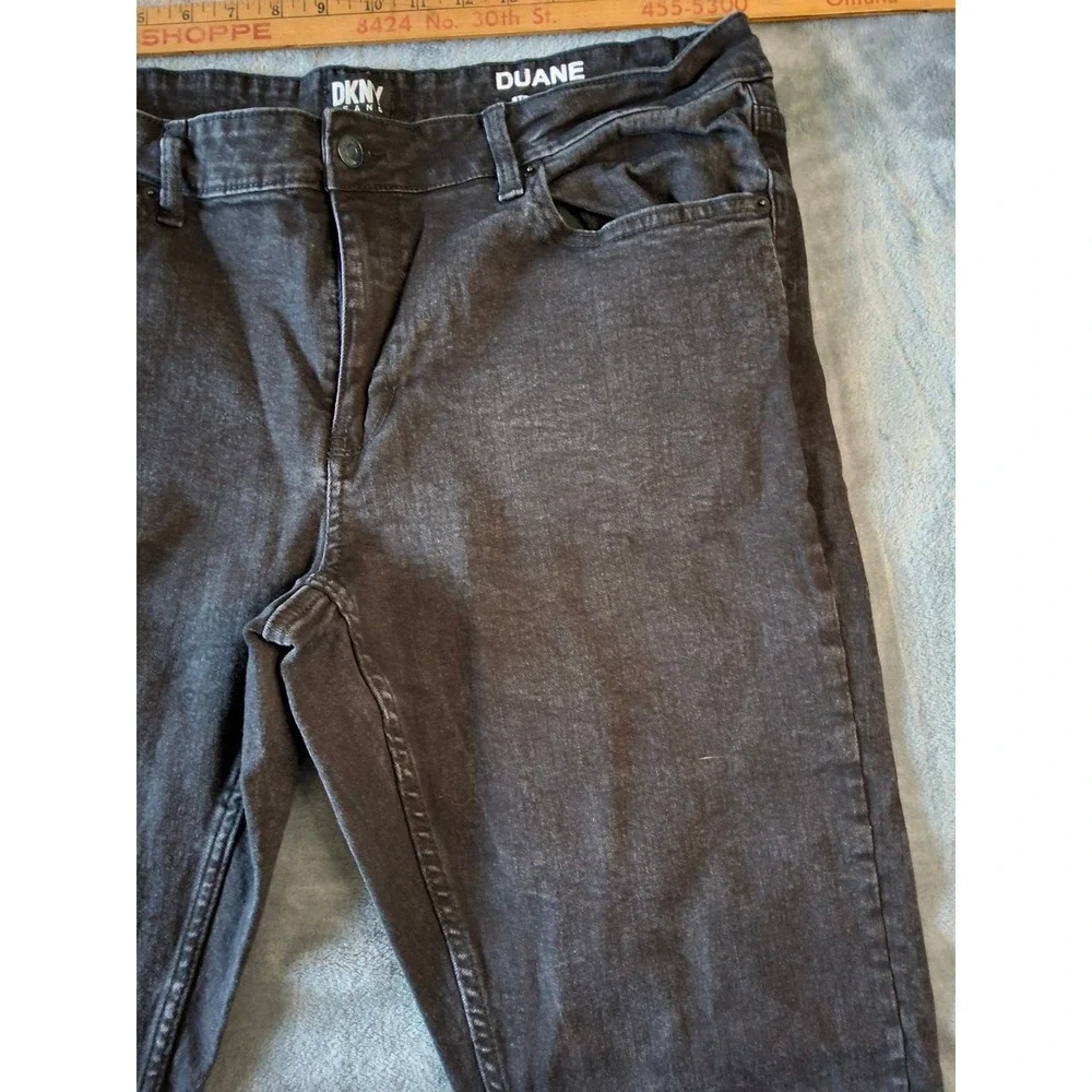 DKNY Jeans Duane Straight Fit Mens Washed Black Denim Pants 36x32 Stretch‎